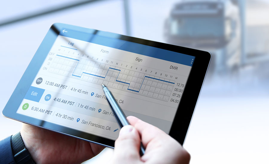 A tablet showing a driver's electronic logbook​